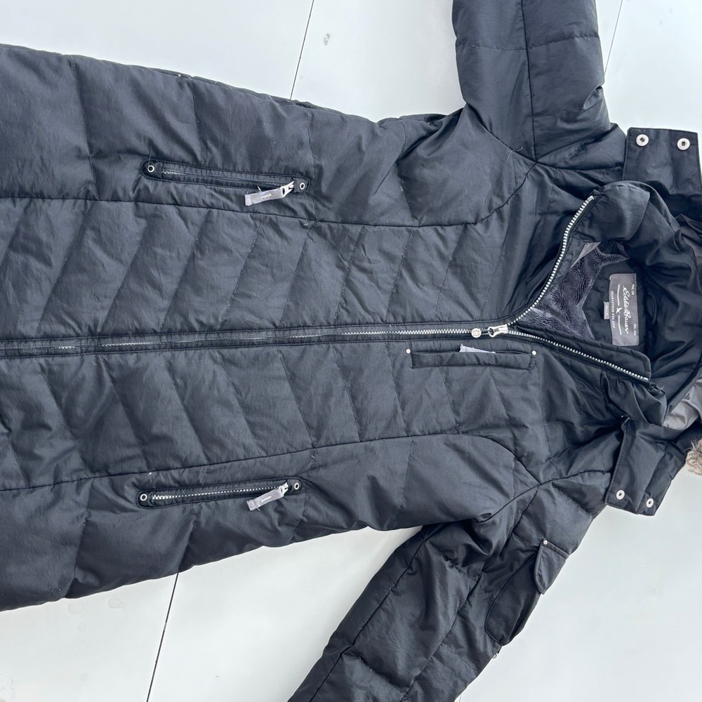 Black Quilted Hooded Coat
